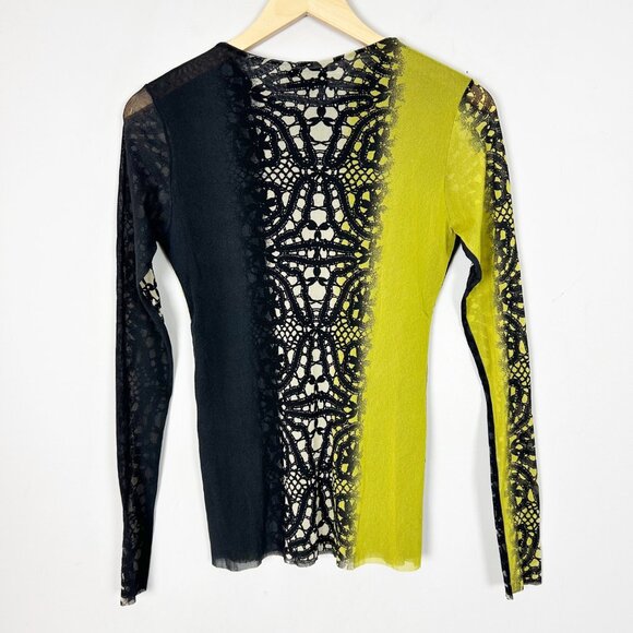 Y2K Nylon Mesh Top Black Abstract Vamp Grunge Whimsigoth Size Large Women's - Picture 3 of 4